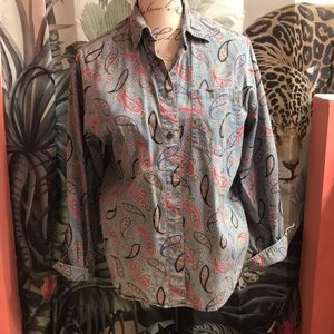 VINTAGE LIZ WEAR CLASSIC PAISLEY BLOUSE 100% COTTON SIZE SMALL PETITE